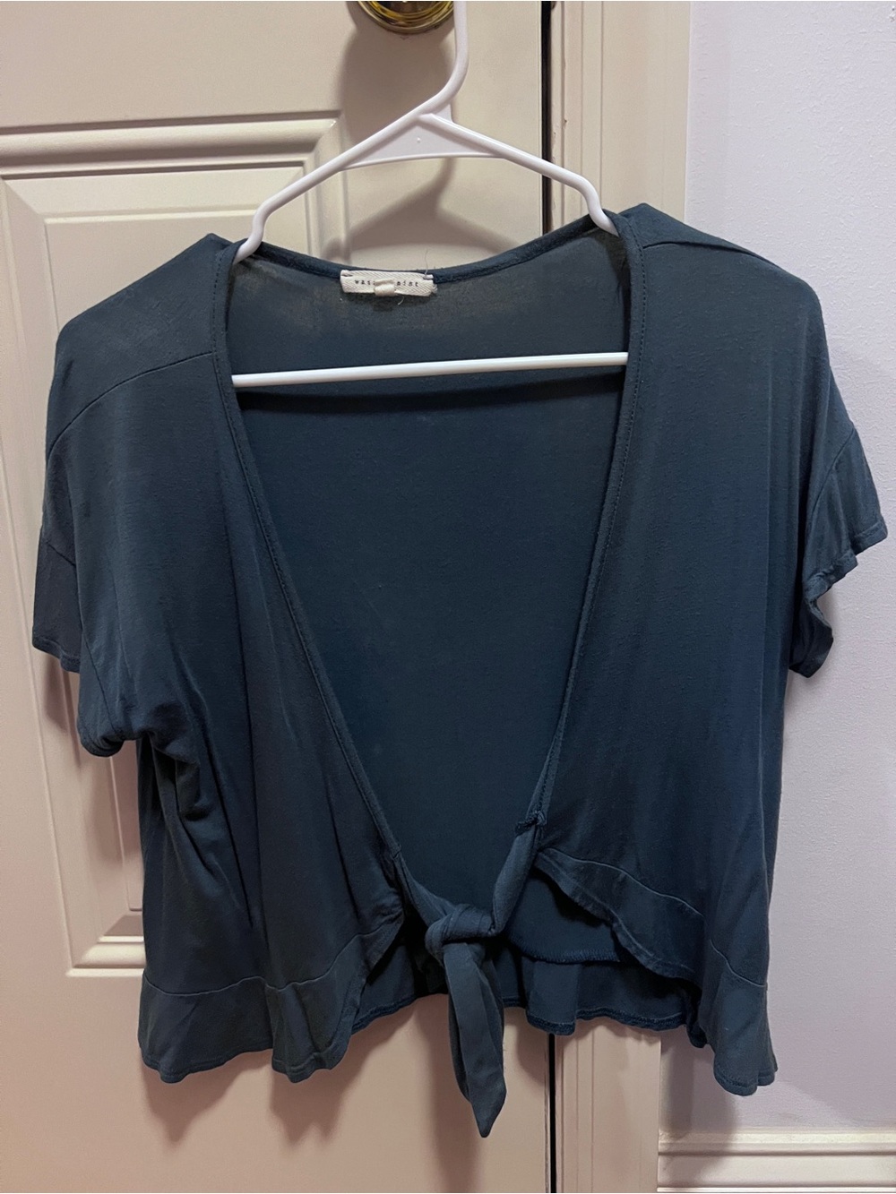 Tie-Front Crop Top in Slate Teal